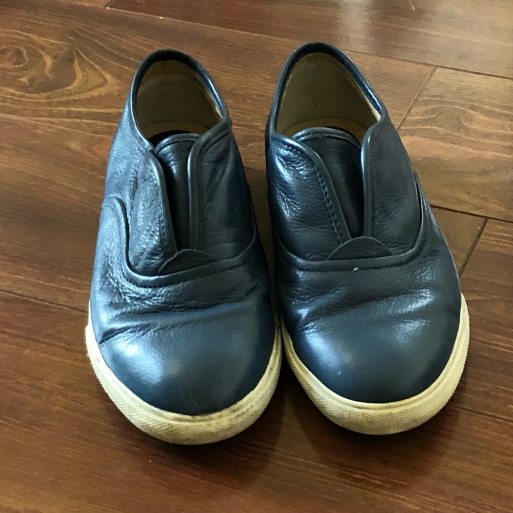 Frye youth size 3 blue leather slip on shoes